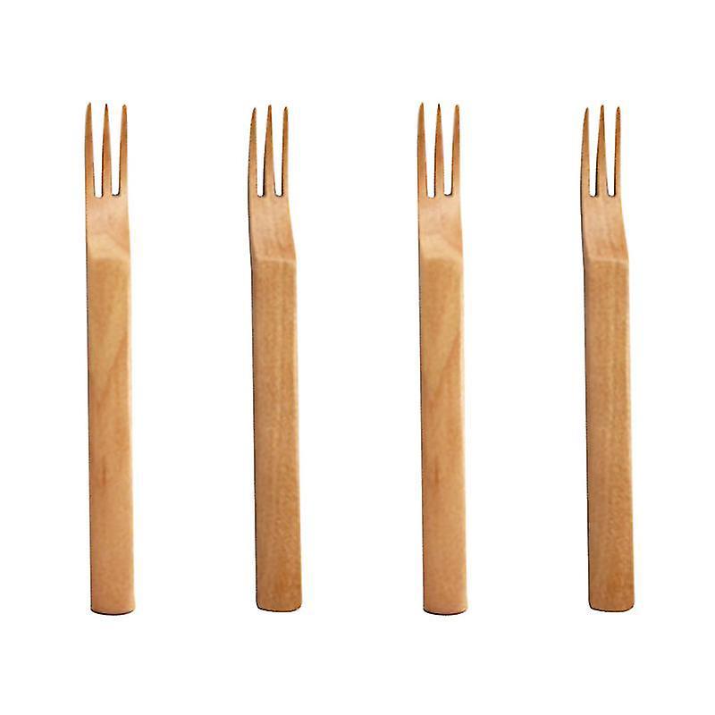 4-teilige Obstgabel Aus Holz