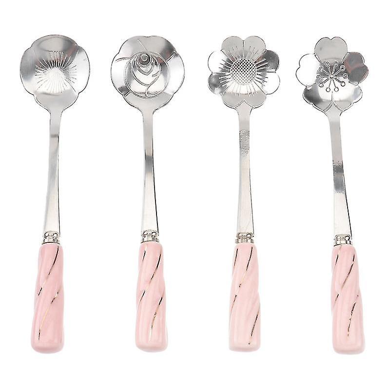 4-teiliges Set Kaffeelöffel Mit Blumenmuster