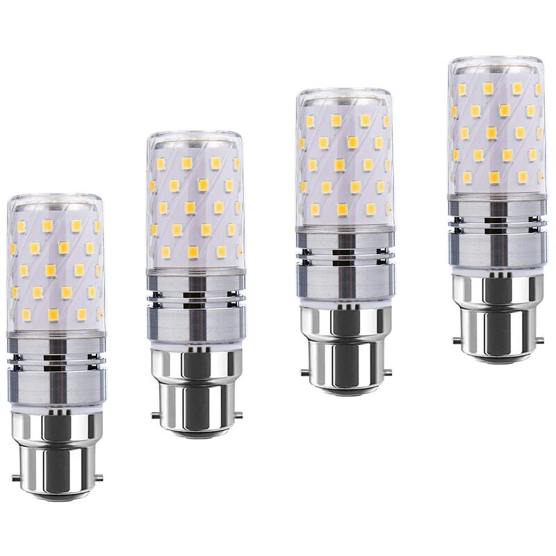 Led B22 Maisbirnen, 12w, Entspricht 100w Glühbirne, 1200lm, Warmweiß 3000k Kronleuchterlampen, Dekorative Kerzenform Mit B22-fassung, Nicht Dimmbare Led-lampen, 4er-pack [energieeffizienzklasse A+]