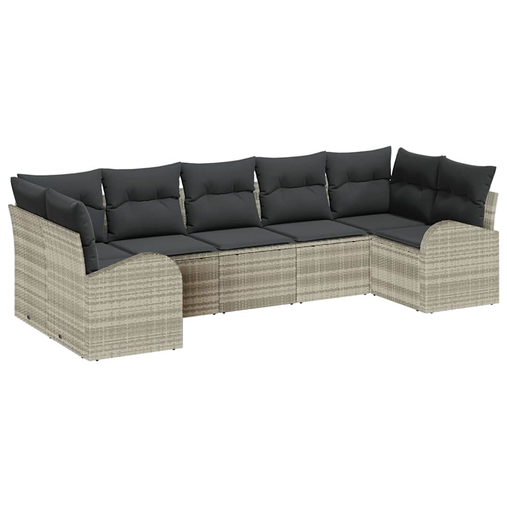 Maison Exclusive - Gartensofa-set 7 Stk. 7-sitzer Hellgrau Poly-r