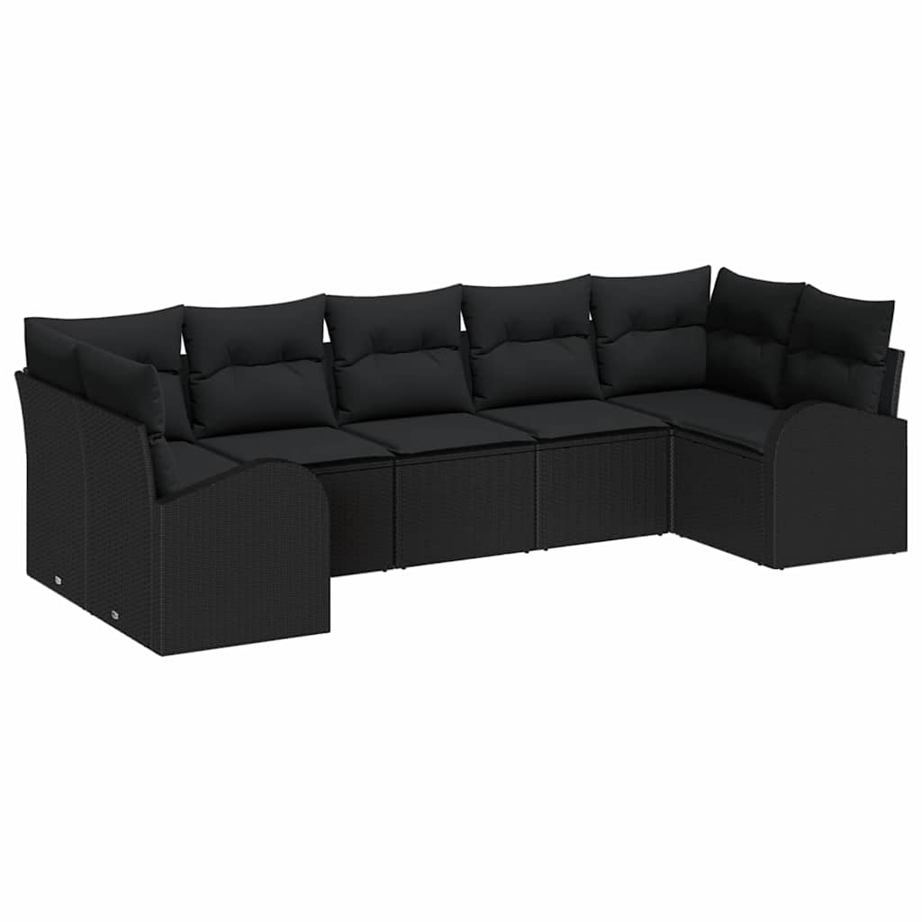 Maison Exclusive - Gartensofa-set 7 Stk. 7-sitzer Schwarz Poly-ra