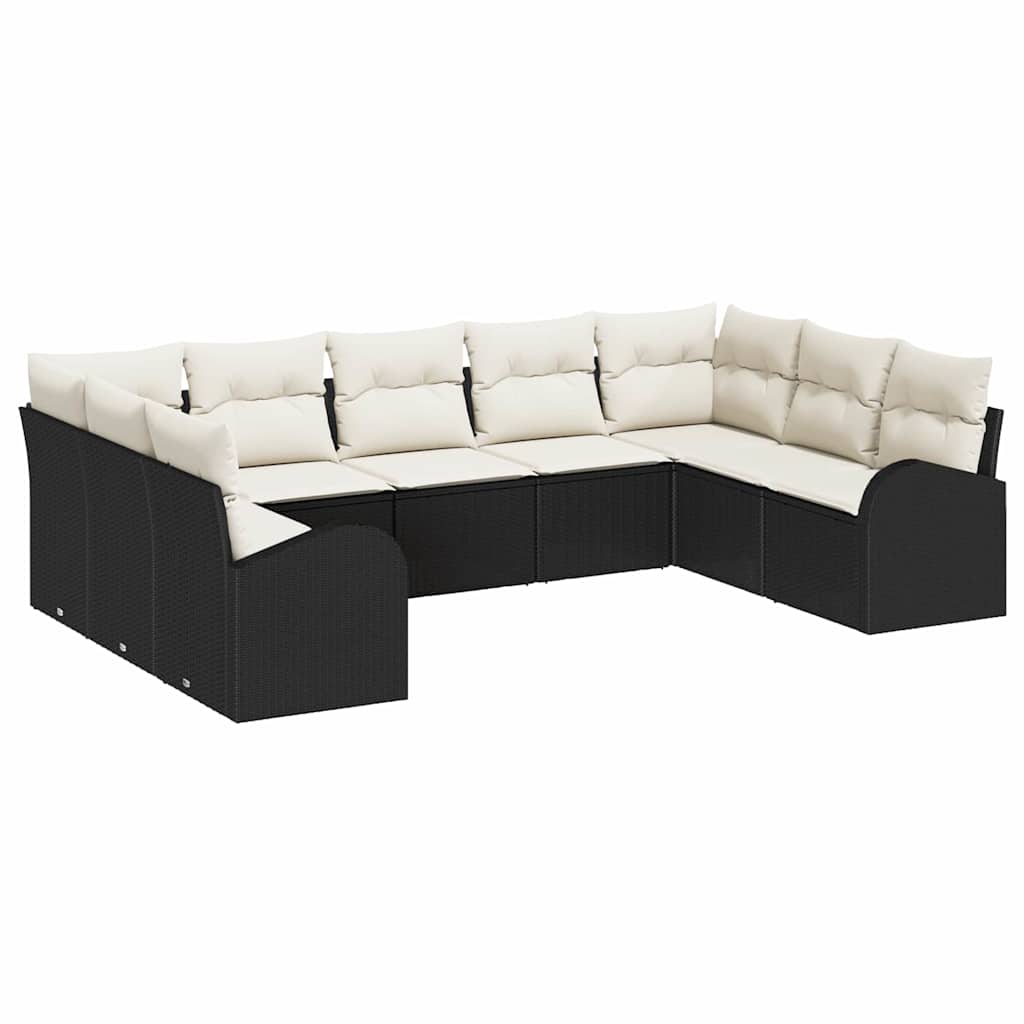 Maison Exclusive - Sofa Set 9 Stk. 9-sitzer Schwarz Poly-rattan