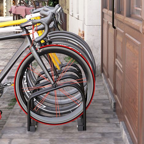 Fahrradständer Zur Boden- Oder Wandmontage – 110 X 33 X 27 Cm – Für Räder Bis 65 Mm – Standfahrradständer Für 4 Fahrräder, Stahl – Schwarz