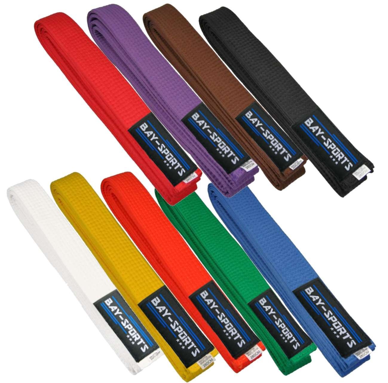 BAY-Sports Karateanzug Budogürtel Karategürtel Kampfsportgürtel gelb Budogürtel, Judogürtel, Taekwondogürtel, Länge 160 cm - 350 cm