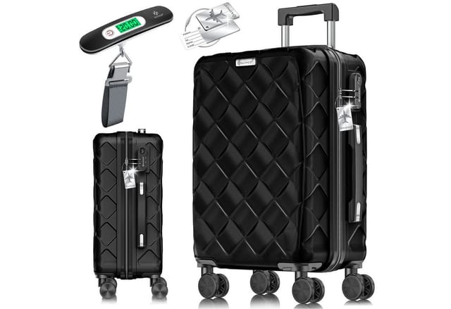 KESSER Hartschalen-Trolley Reisekoffer, 4 Rollen, ABS Hartschalenkoffer mit Zahlenschloss Kofferwaage & Reisebrieftasche