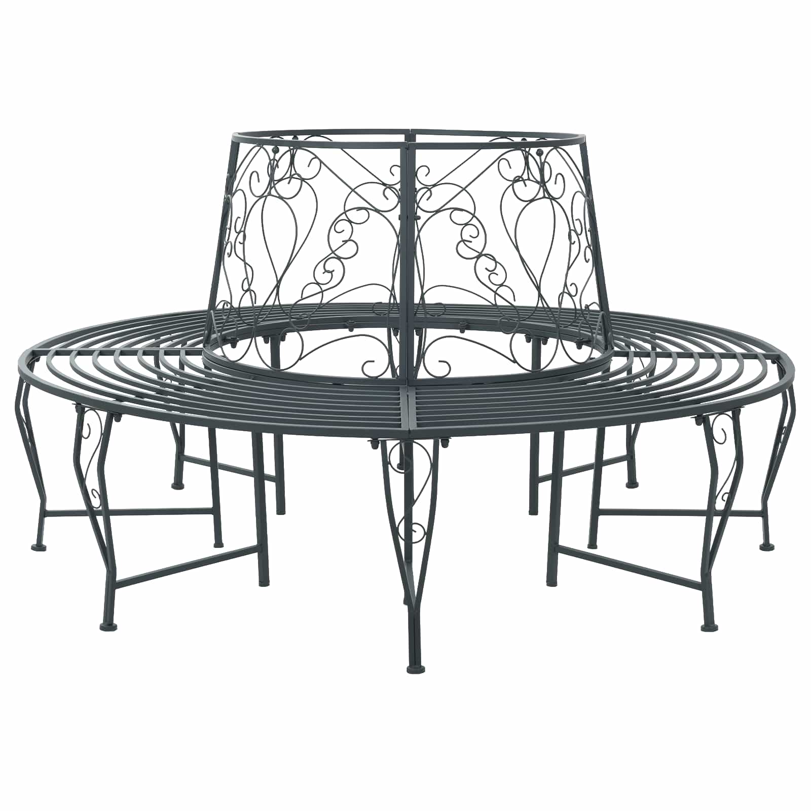 Baumbank 8 -sitzer Ø 160 X 89 Cm Steel Silber Grau Rund Vidaxl