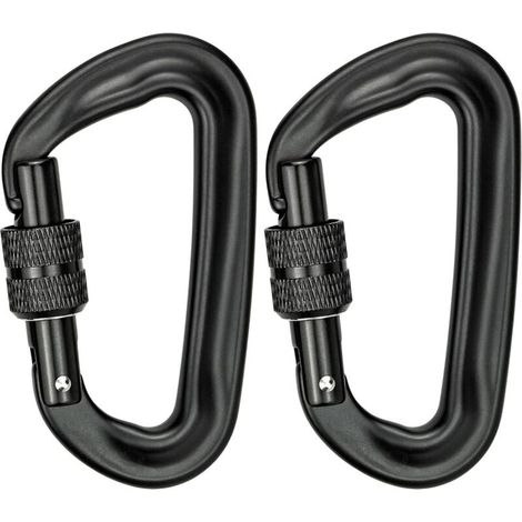 X 12 Kn (1200 Kg) Kletterkarabiner, Robuste D-förmige Aluminium-verschlusskarabiner Für Hängematten, Yoga, Schaukeln, Camping, Schlüsselanhängerverschluss (schwarz)