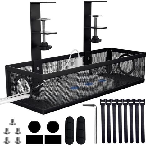 Kabelkanal Für Unter Den Schreibtisch, Bohrfreier Kabelorganizer Aus Stahl, Kabelkanal Mit Klemme Für Büro Und Zuhause (schwarz)