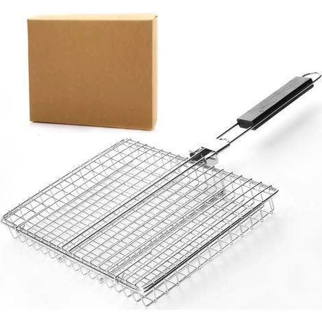 Apex Faltbarer Grillkorb Aus Edelstahl Mit Griff, 50,5 X 31 X 4 Cm, Großes Fassungsvermögen, Tragbarer Grill Für Fisch, Fleisch, Gemüse, Outdoor-kochen, Spülmaschinenfest