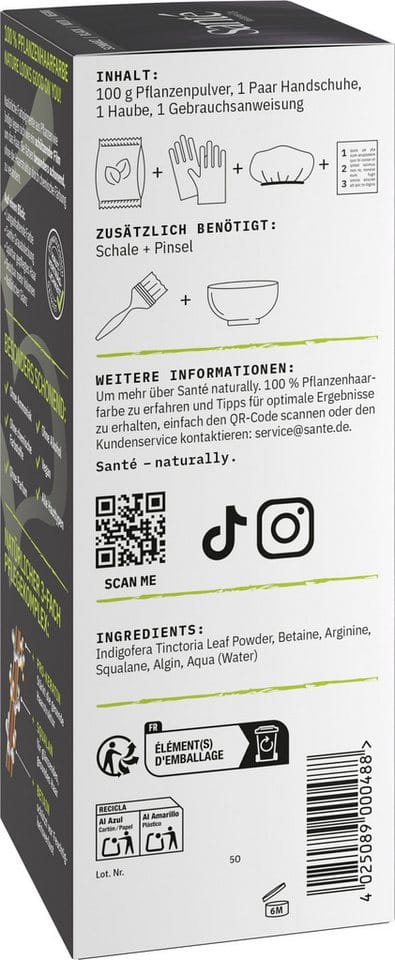 SANTE Haarfarbe Pflanzen SCHWARZ, Schwarz, 100 g