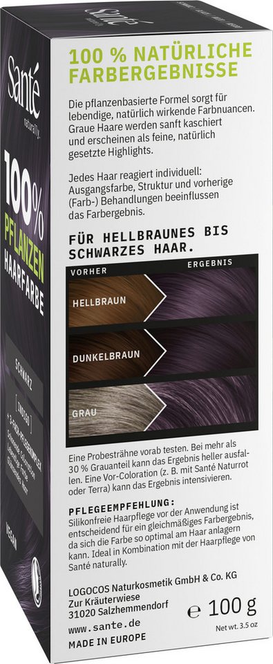 SANTE Haarfarbe Pflanzen SCHWARZ, Schwarz, 100 g Bild 3
