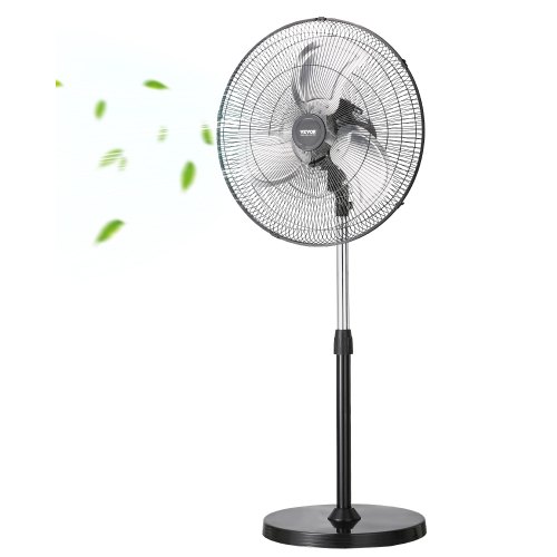 Industrieller Standventilator, 570 Mm, 90-grad-oszillationsventilator, Höhenverstellbare Ventilatoren Mit 3 Einstellbaren Geschwindigkeiten, Windmaschine Für Werkstatt, Lagerhaus, Schwarz