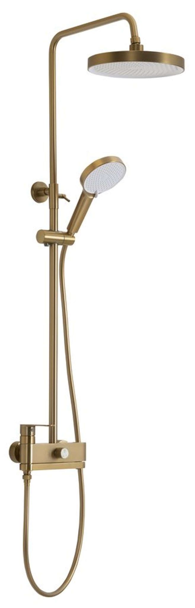 Sapho - Duschset Mit Armatur, Durchmesser 26 Cm, 2 Strahlarten, Mattgold Cf139gb