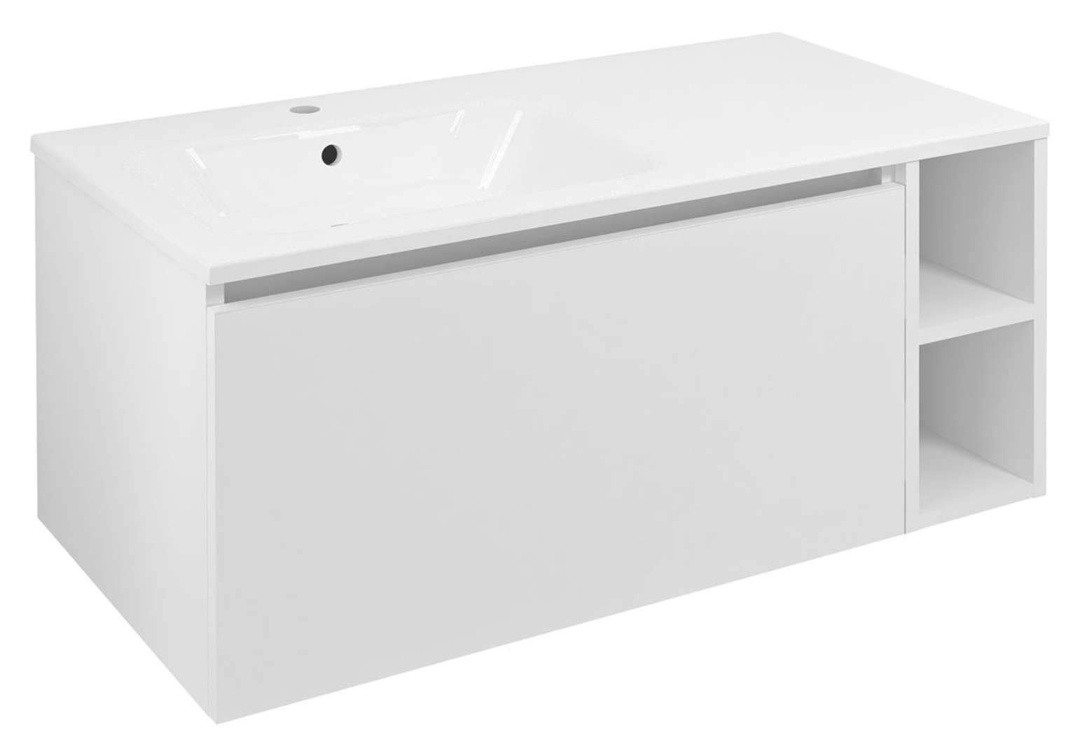 Sapho Lorea - Waschtischunterschrank 100 X 46 X 52 Cm, 1 Tür, 1 Schublade, Links, Mattweiß Le080-3131-l-01