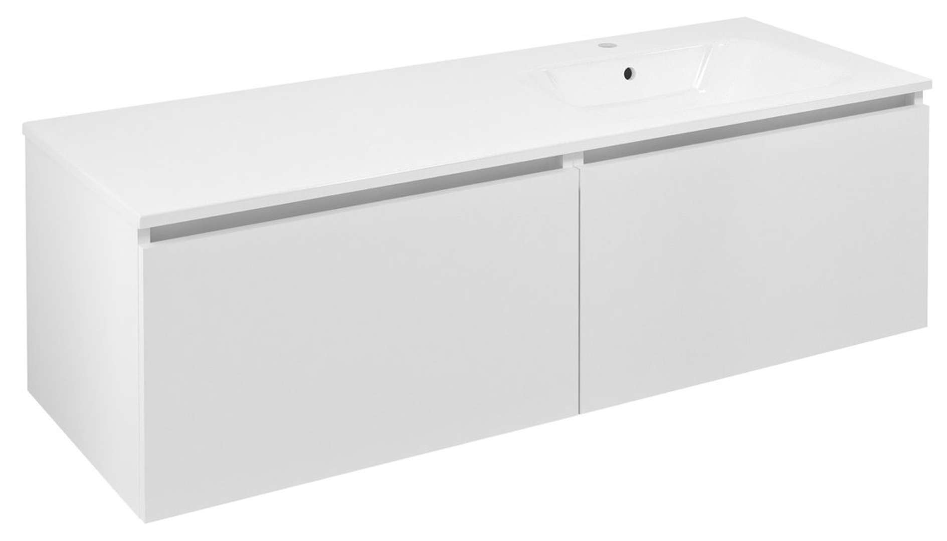 Sapho Lorea - Waschtischunterschrank 140 X 46 X 52 Cm, 2 Schubladen, Rechts, Mattweiß Le070-3131-r-04
