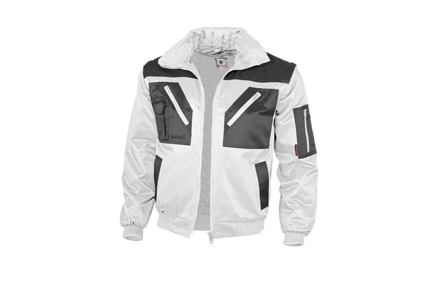 Qualitex Workwear Pilotenjacke Pilotenjacke zweifarbig weiß/grau, Gr. L