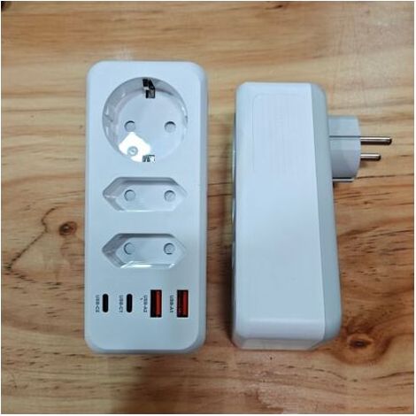 7-in-1-steckdosenleiste Mit Eu-stecker Und Überspannungsschutz – 3 Steckdosen + 2 Usb-a + 2 Usb-c