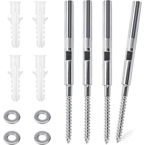 Set Mit 4 Unsichtbaren Wandregalhalterungen Ø 8 X 100 Mm, Unsichtbare Regalbefestigung, Unsichtbare Regalstütze, Mit Unterlegscheiben Und Dübeln, Für Wohnzimmer, Küche, Schlafzimmer (100 Mm)