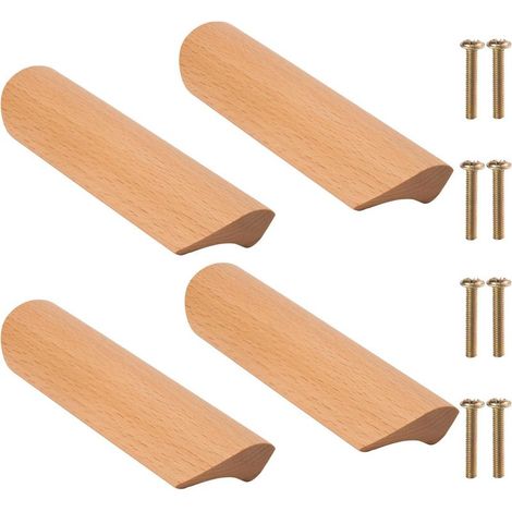 4-teiliges Set Holzmöbelgriffe, Schubladengriffe, Küchentürknöpfe, Schrankgriffe Aus Holz, 96 Mm Lochabstand