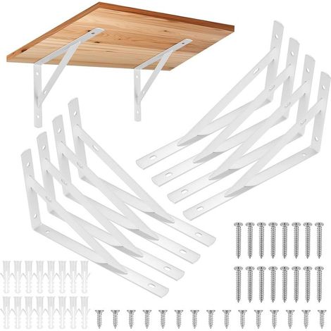 8 Stück Wandregalhalterungen, 90 Grad Rechtwinklige Dreiecksstützen, Wandregalhalterung (weiß 200 X 120 Mm)