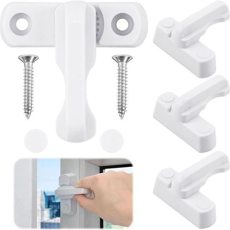 4 Weiße Fenster- Und Türsicherungen Für Mehr Sicherheit Im Haus, Ideal Für Sicherheitstüren, Fenster Und Türen
