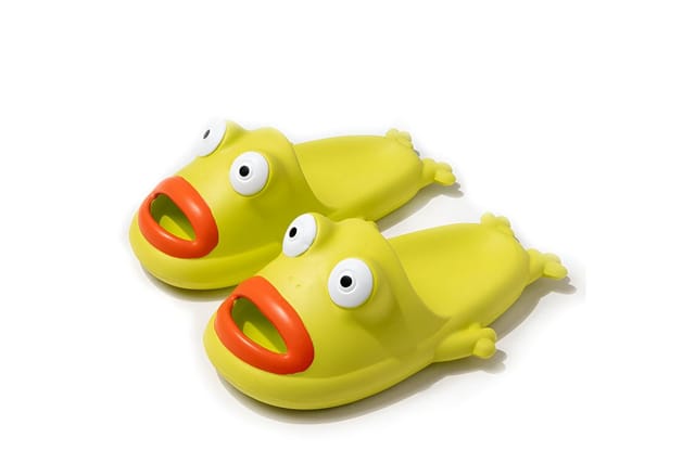 Corimori Frosch Badeschuhe, Badelatschen Damen und Herren Badeschuh (Packung, Geschenk) rutschfeste Hausschuhe mit ultraweicher Eva-Sohle, EU Größe 34-35
