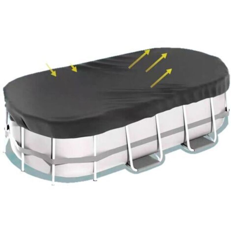 Ovale Abdeckung Für Aufstellpools - Solare Ovale Poolabdeckung - Robuste Winterplane - Schutz Vor Wasser Und Staub - 488 X 305 X 25 Cm