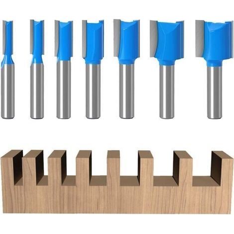 Fenoplastica 7-teiliges Fräser-set Mit 8-mm-schaft – Nut-, Nut- Und Kopierfräser – Doppelschneidig – Holzbearbeitung
