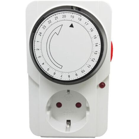 Fenoplastica Mechanischer Tagestimer Mit Kontrollleuchte, 3000 W. Steckdose Für Mechanischen Tagestimer, Weiß, 16 A