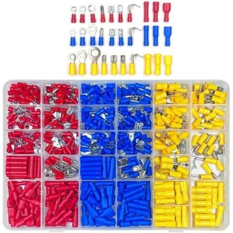 Fenoplastica 480-teiliges Set Mit 30 Verschiedenen Crimp-elektroklemmen, Steckverbindern Mit Isolierten Buchsen, Flachringklemmen, Gabelklemmen Und Sets Im Sortimentskoffer Für Elektriker