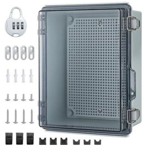 Fenoplastica Wasserdichter Elektroverteiler Für Den Außenbereich, Ip65 Wasserdichte Box, Abs-anschlussdose, Wasserdichter Elektroverteiler Für Den Außenbereich Mit Wandmontagezubehör Und Schloss (230