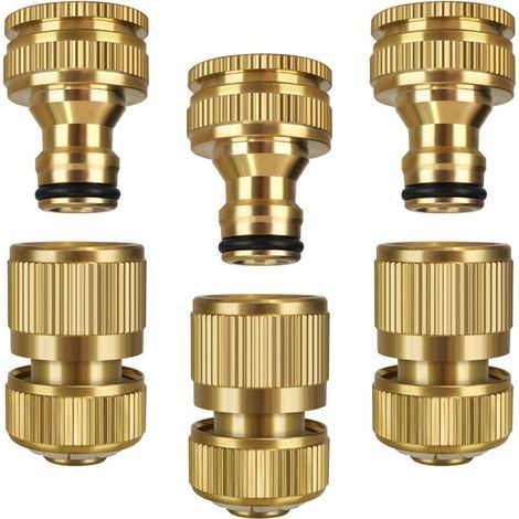 Fenoplastica Beijiyi – 6-teiliges Gartenschlauch-anschlussset – 1/2"- Und 3/4"-anschlüsse Aus Massivem Messing – Auslaufsichere Dichtung – Schnellanschluss Für Den Garten