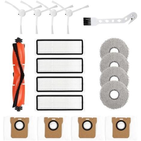 Fenoplastic 18-teiliges Zubehörset Für Xiaomi X20+/x10+ Und Dreame S10/l10s Ultra Saugroboter: 1 Hauptbürste, 4 Hepa-filter, 4 Wischmopps, 4 Staubbeutel, 4 Seitenbürsten, 1 Bürste
