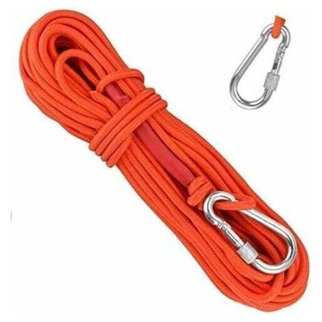 Fenoplastica Geflochtenes Polypropylenseil, 20 M, Kletterseil Mit Karabiner, Uv-schutz, Schimmelresistent, Korrosionsbeständig, Multifunktional Für Angeln, Bergsteigen, Camping, Rettungseinsätze Und W