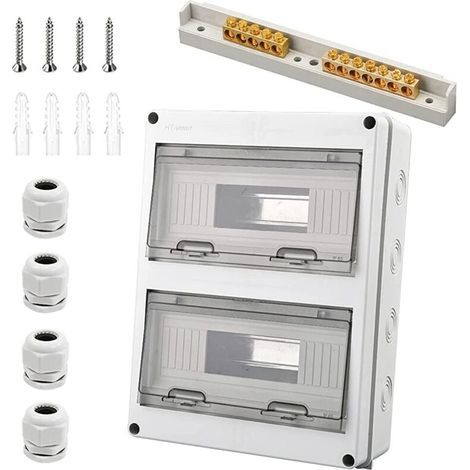 Fenoplastica Wasserdichtes Elektrogehäuse, Ip65 Wasserdichtes Elektrogehäuse Für Den Außenbereich Mit 24 Modulen, 7 Klemmen, 4 Steckverbindern, Für Den Außeneinsatz, Industrieanlagen, Ladestationen (2