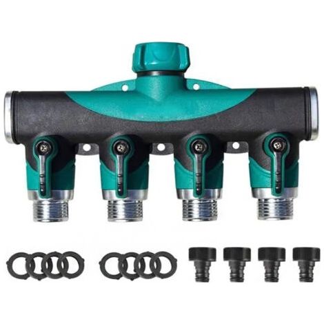 Fenoplastica Sprinkler-schlauchverbinder Mit 4 Ausgängen, Verteiler-bewässerungsarmatur-verlängerungsverbinder-wasserhahnadapter - Keeper