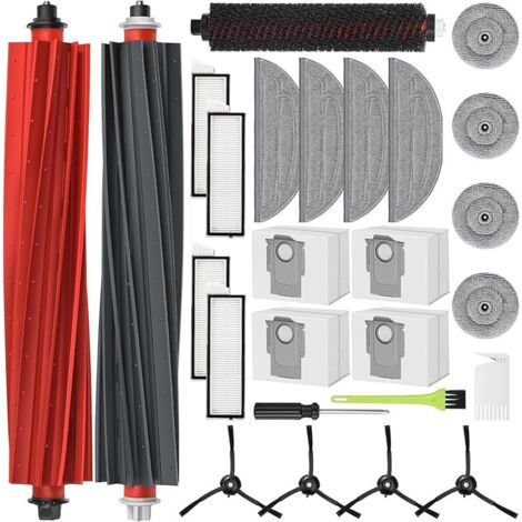Fenoplasticaforehill Zubehör Für Roborock S8 Maxv Ultra / S8 Max Ultra Ersatzteile, 2 Hauptbürsten, 4 Staubbeutel, 4 Reinigungstücher, 4 Filter, 4 Wischmopps, 4 Seitenbürsten