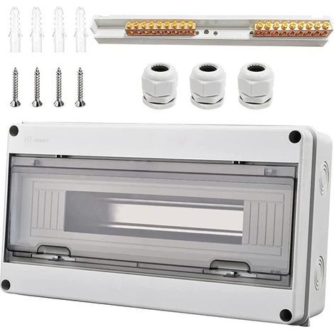 Fenoplastica Wasserdichtes Elektrogehäuse, Ip65 Wasserdichtes Elektrogehäuse Für Den Außenbereich, 18 Module, Mit 9 Klemmen, 3 Steckverbindern, Für Den Außeneinsatz, Industrieanlagen, Ladestationen (1