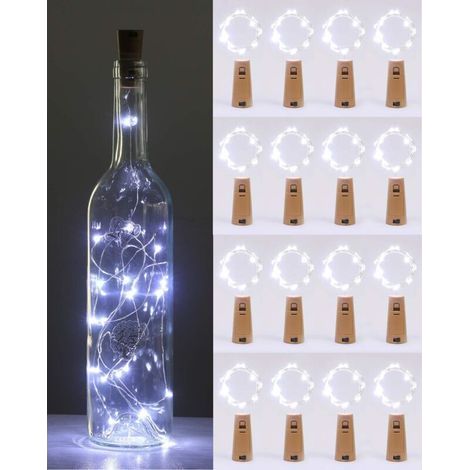 Fenoplasticabeijiyi – 2 M Lichterkette Für Den Außenbereich – 20 Weiße Leds – Wasserdicht Für Flaschen – Batteriebetrieben – Weihnachts- Und Hochzeitsdekoration