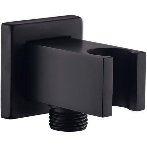 Fenoplastic Wandbrausebogen Mit Brausekopfhalterung, 1/2″ Vierkant-brauseschlauchanschluss Aus Messing, Wandwasseranschluss, Schwarz