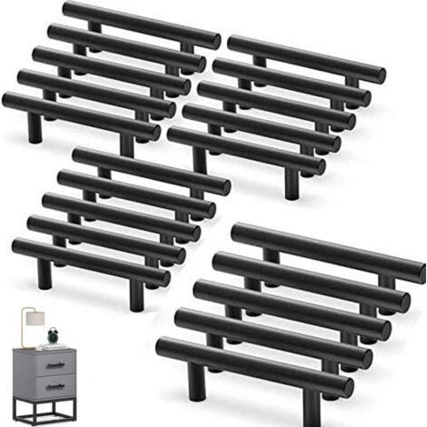 Fenoplastical 20er-pack Küchenschrankgriffe, Edelstahl-schrankgriffe, Schwarze Küchentürgriffe, 96 Mm Lochabstand, Für Schränke Und Schubladen (mit Schrauben)