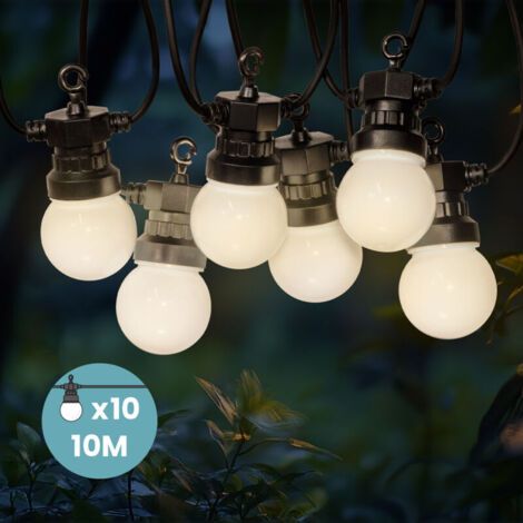 Fenoplastica 10 M Lichterkette, Weiß – Elektrische Lichterkette Für Den Außenbereich Mit 10 Weißen Glühbirnen – Romantische Und Elegante Lichterkette Für Garten Und Terrasse