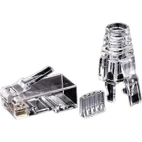 50 Cat6 Rj45-stecker Für Utp-ethernet-kabel, Modulare Cat 6 (8p8c) Netzwerkbuchsen Mit 6,5 Mm Rj45-kappen