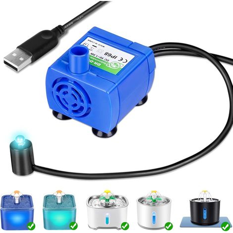 Dr-dc160 Springbrunnenpumpe Mit Led, 170 Cm Kabel, Leiser Betrieb (40 Db), Für 2-liter-behälter, Geeignet Für Katzen Und Wassertiere