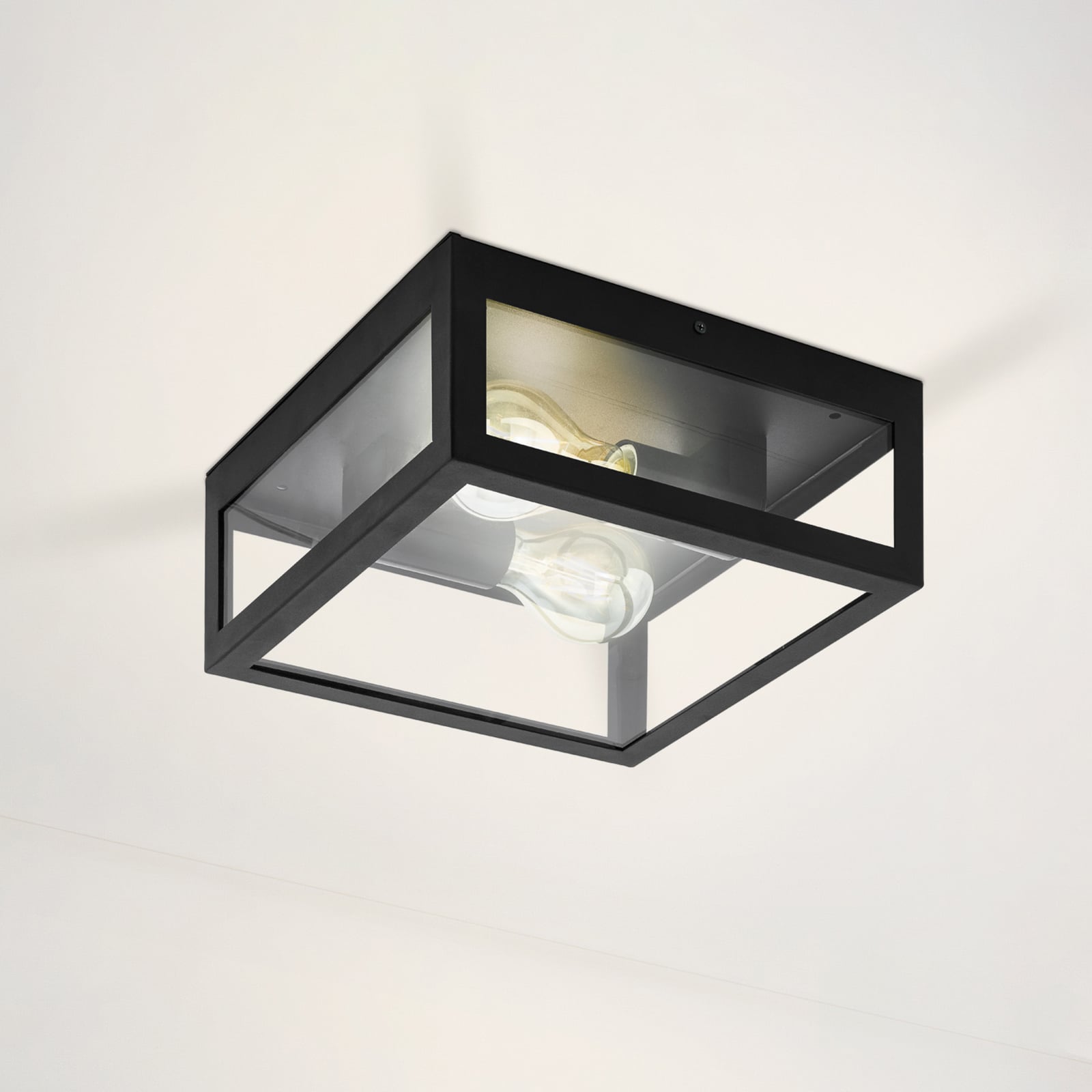 [gebraucht] B-ware Eglo Deckenleuchte Lampe Amezola 2-flammig Led Dimmbar Schwarz 29x29cm Ip44