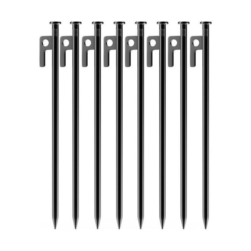 8er-set Stahl-zeltheringe, 30 Cm, Ideal Für Camping, Gras, Wald Und Felsiges Gelände – Schwarz