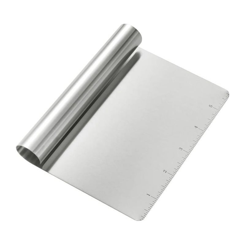 Edelstahl-teigschaber Mit Messskala – 15x11,7 Cm Für Präzises Schneiden Von Pizza, Teig Und Gebäck – Multifunktional