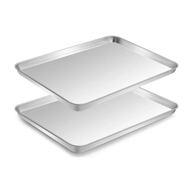 2er-set Backbleche Aus Edelstahl, 23,5x17,5x2,5 Cm, Hygienisch, Leicht Zu Reinigen Und Spülmaschinengeeignet