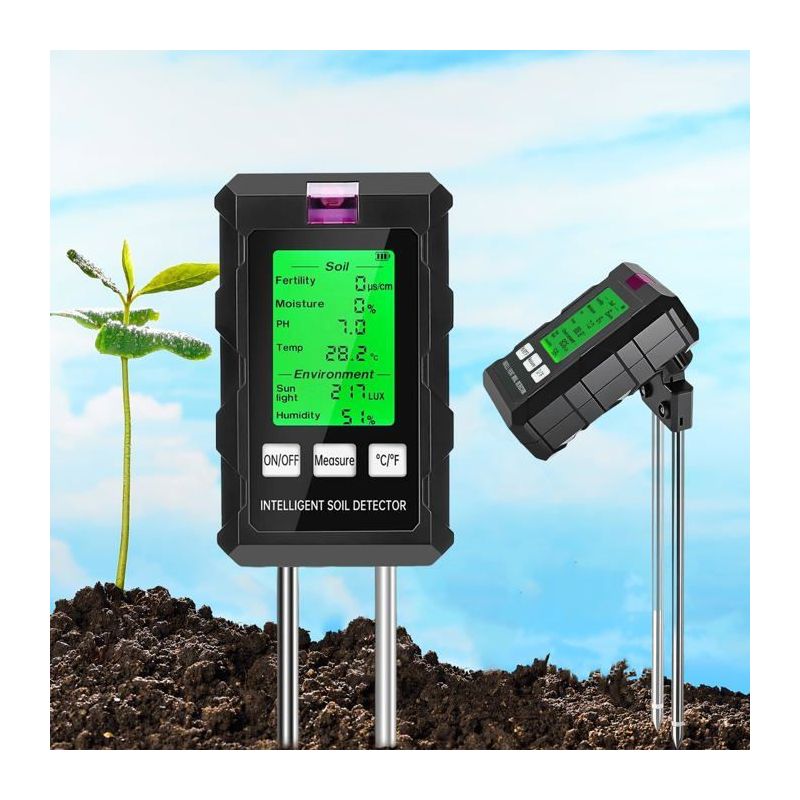 Bodenfeuchtigkeitsmesser, 6-in-1-bodentester, Pflanzenhygrometer Mit Ph-wert, Bodenfeuchtigkeit, Düngemittelgehalt Und Sonnenlichterkennung