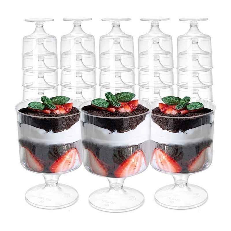 Satz Von 80 Plastik-verrines, 60 Ml, Rund, Perfekt Transparent Und Wiederverwendbar Zum Servieren Von Mousse.